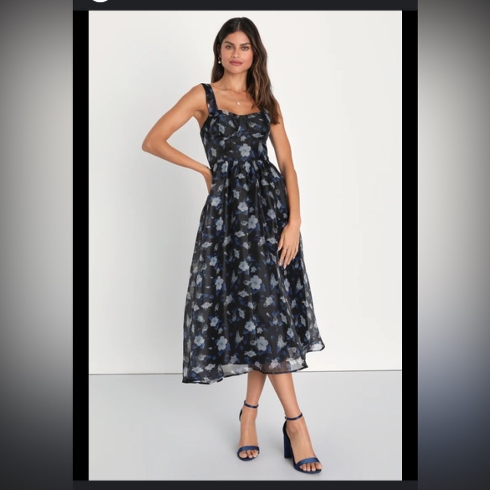 Lulu's Black and Blue Floral Dress